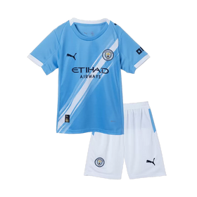 Manchester City Home Soccer Jersey Kit 2025/26 Kids(Jersey+Shorts)