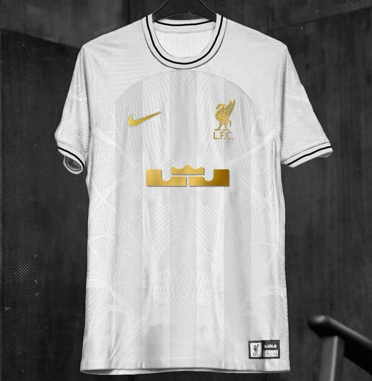 Liverpool x Lebron James Gold and White Jersey